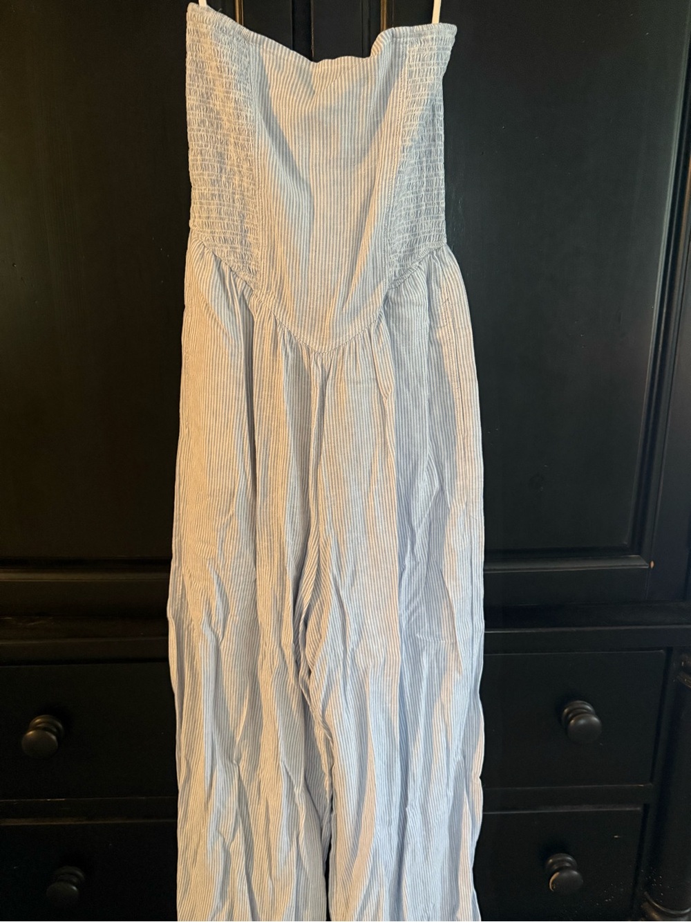 American Eagle Outfitters Light Blue & White Striped Jumpsuit